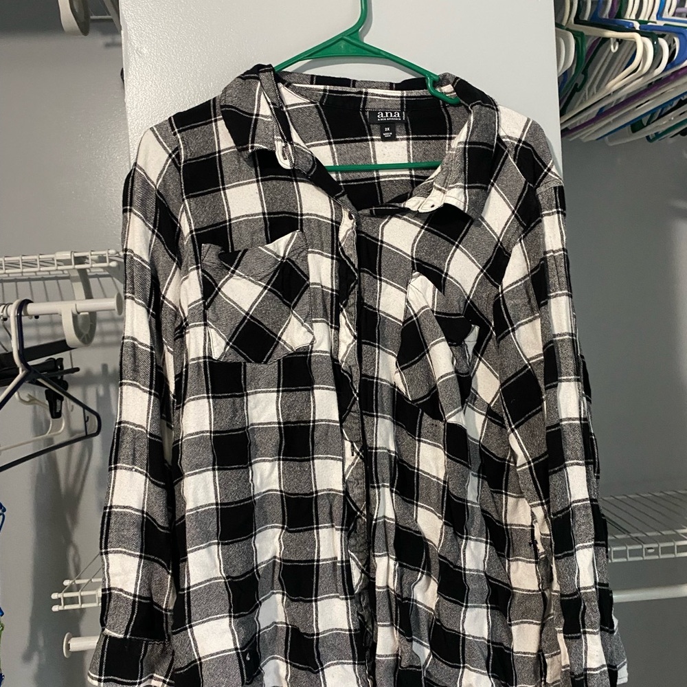 a.n.a Black and White Checkered Shirt